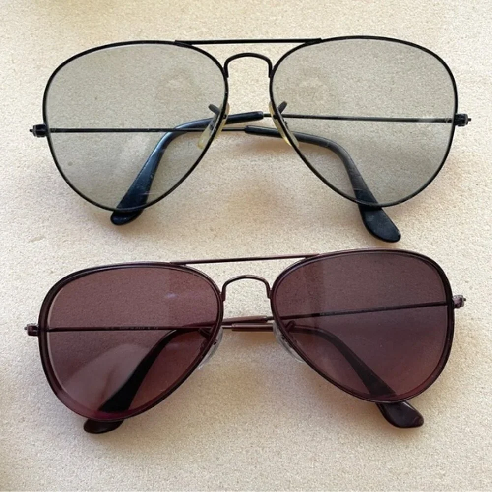 Vintage B&L Ray Ban Black Large Aviator Glasses Frames - 58-14, USA 🇺🇸
